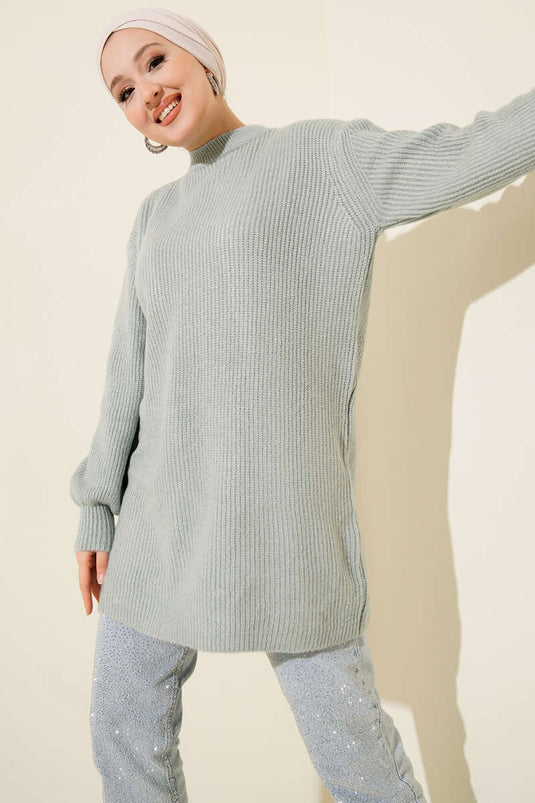 Selanik Örgü Yumoş Triko Tunik Mint
