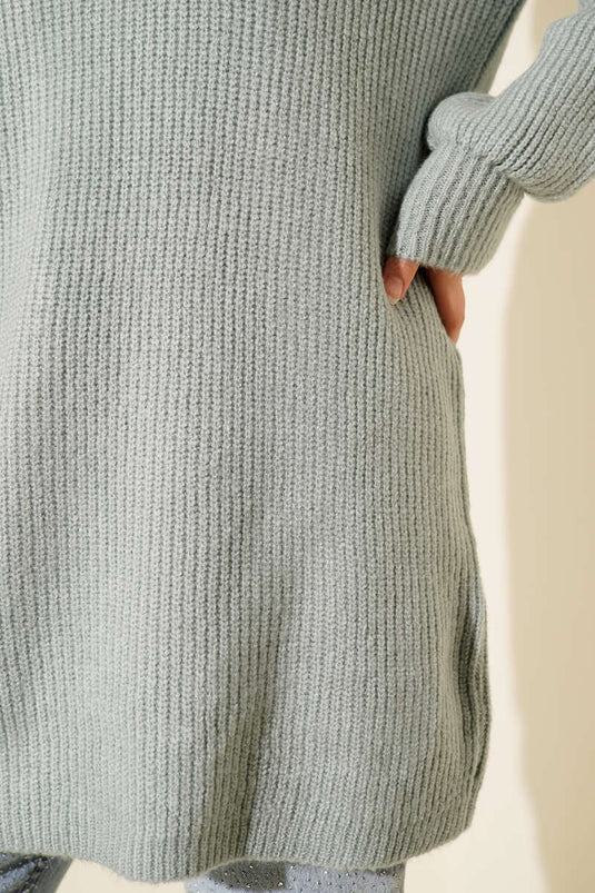 Selanik Örgü Yumoş Triko Tunik Mint