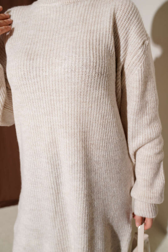 Selanik Knitted Soft Knitwear Tunic Stone