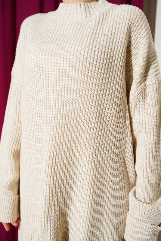 Selanik Knitted Skirted Knitwear Two Piece Set Stone