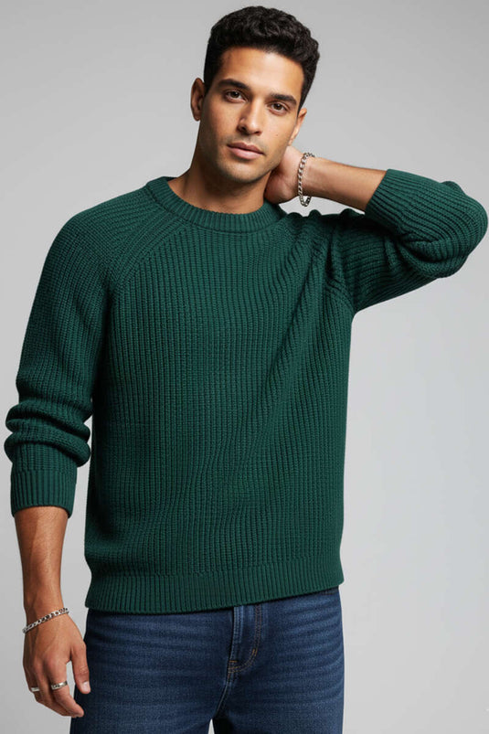 Pull homme Thessalonique en maille émeraude