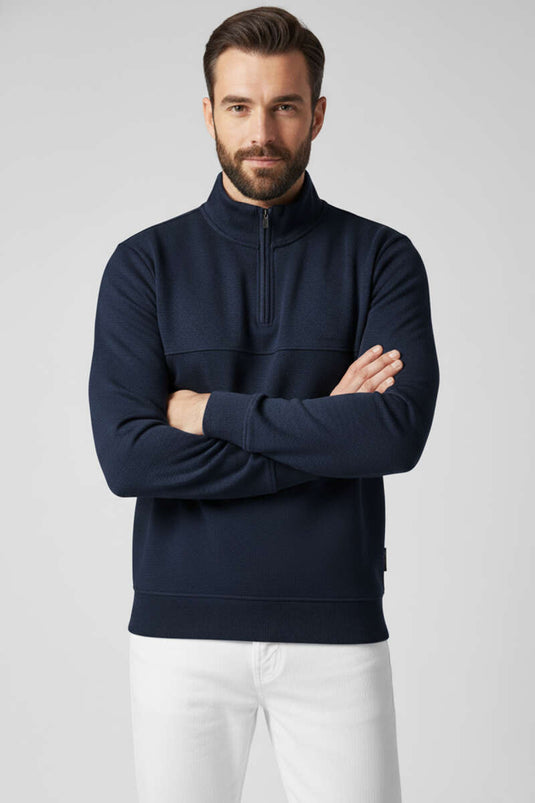 سويت شيرت رجالي من ثيسالونيكي بنصف سحاب، لون كحلي