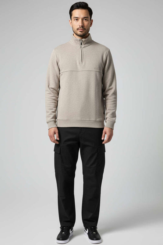 سويت شيرت رجالي بنصف سحاب من ثيسالونيكي، لون المنك