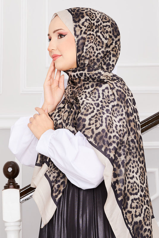 Sena Leopard Patterned Shawl -7