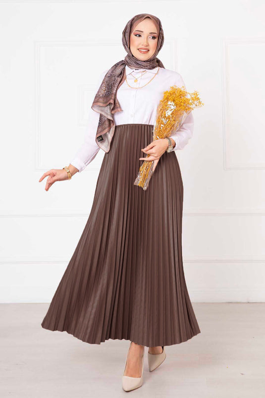 Sena Pleated Skirt Milk Coffee