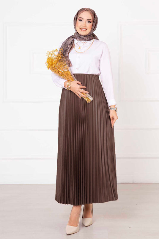 Sena Pleated Skirt Milk Coffee