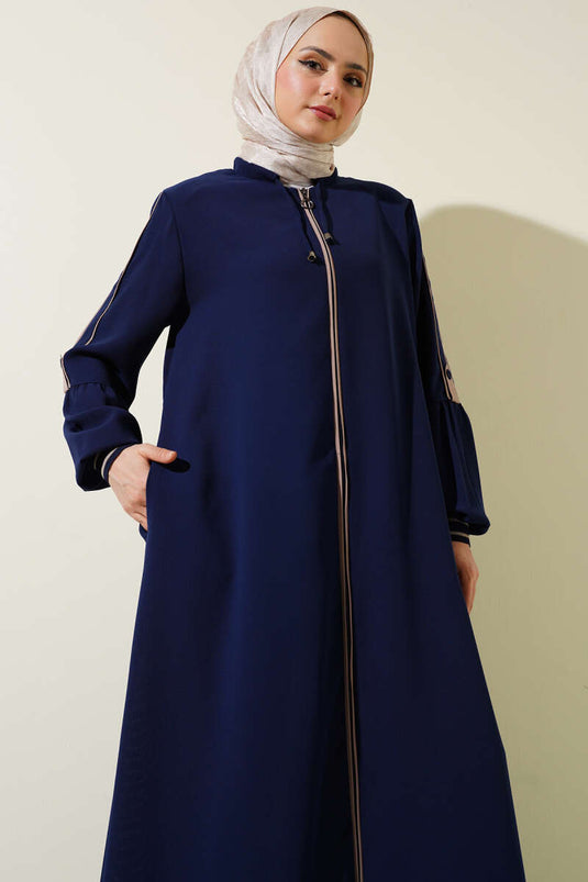 Abaya Parliament grande taille côtelée à la cheville et à rayures détaillées