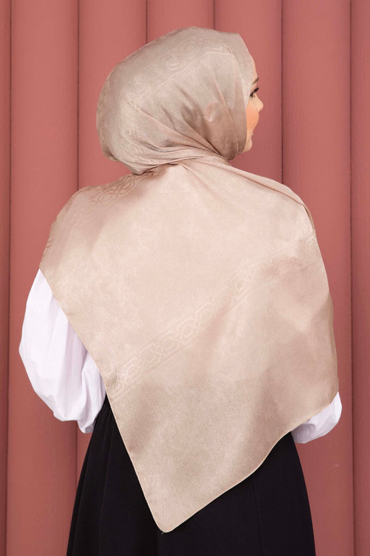Şerit Detaylı Jakar Şal Serisi Bej