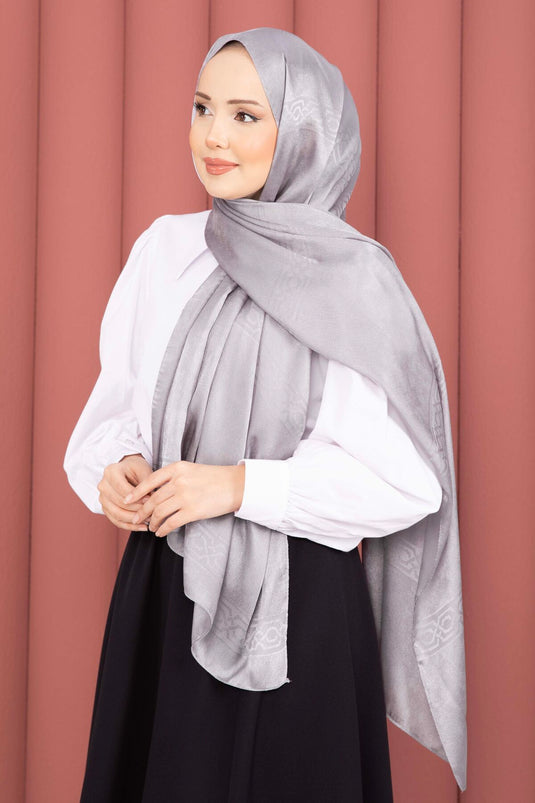 Série d'écharpes jacquard à détails ruban gris