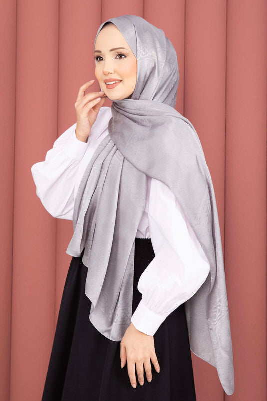 Série d'écharpes jacquard à détails ruban gris
