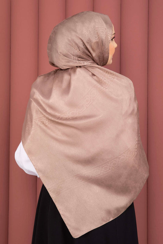 Série d'écharpes jacquard à détails ruban couleur vison