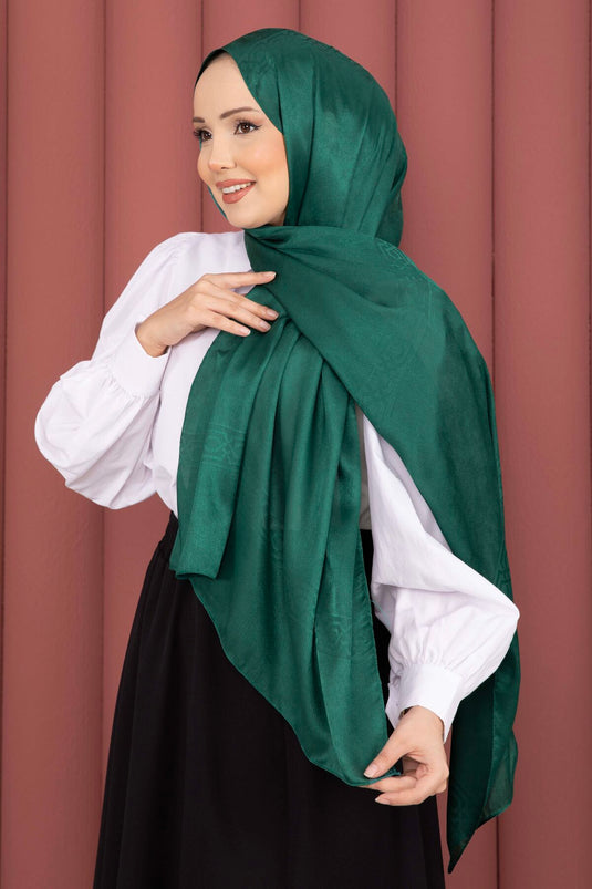 Emerald Jacquard Scarf Series with Stripe Detail