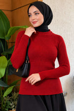 Pull Tricot Rayé Rouge