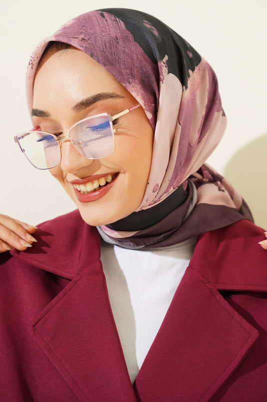 Şerit Geçişli Desen Detaylı Eşarp Acı Kahve