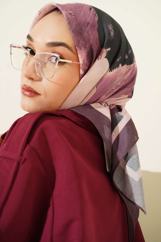 Striped Pattern Detail Scarf, Dark Brown