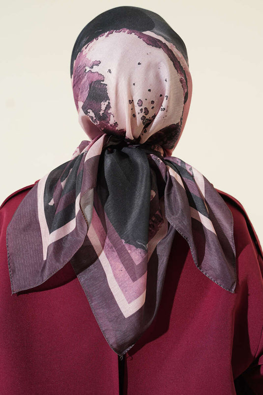 Striped Pattern Detail Scarf, Dark Brown