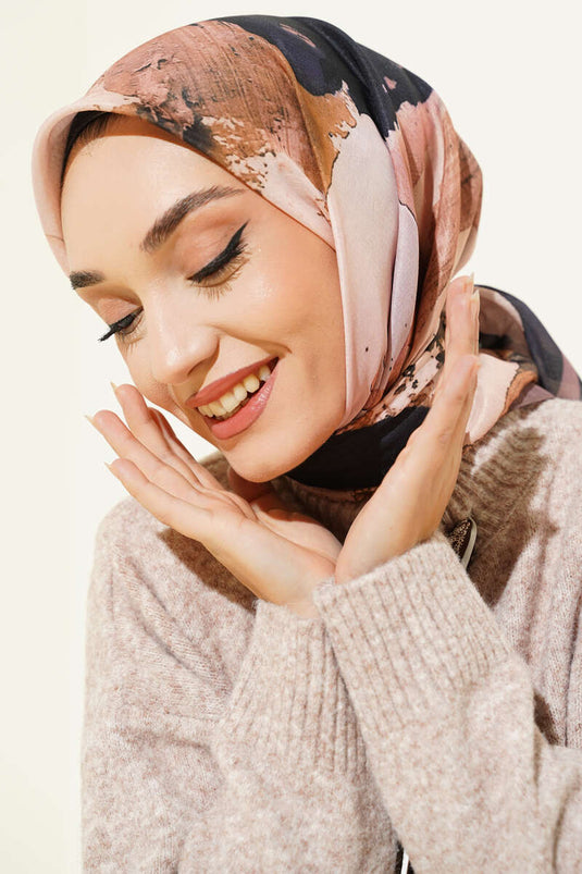 Striped Gradient Pattern Detail Scarf, Milky Coffee