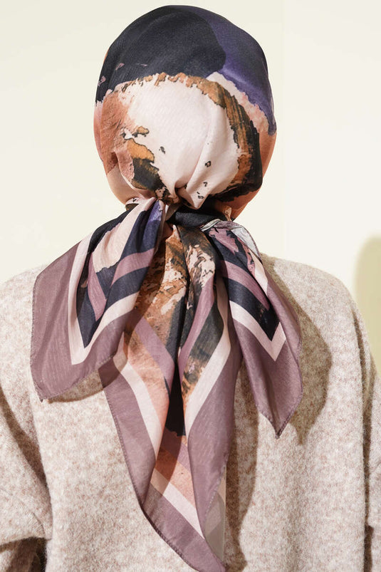 Striped Gradient Pattern Detail Scarf, Milky Coffee