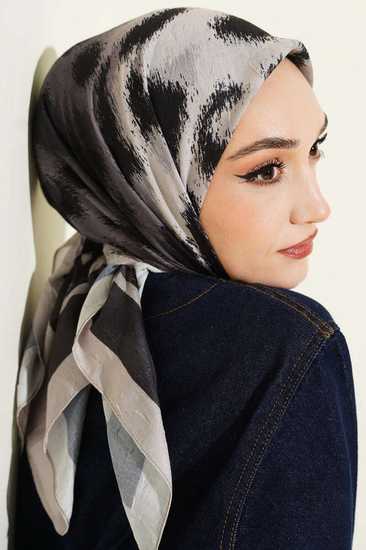وشاح من البامبو بنقشة مخططة بلون بيج