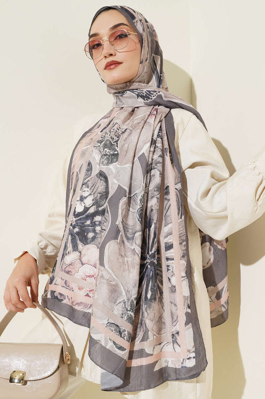 Châle à rayures authentiques, gris fumé