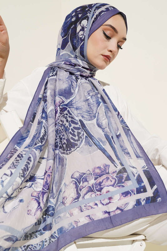 Striped Authentic Patterned Shawl Indigo