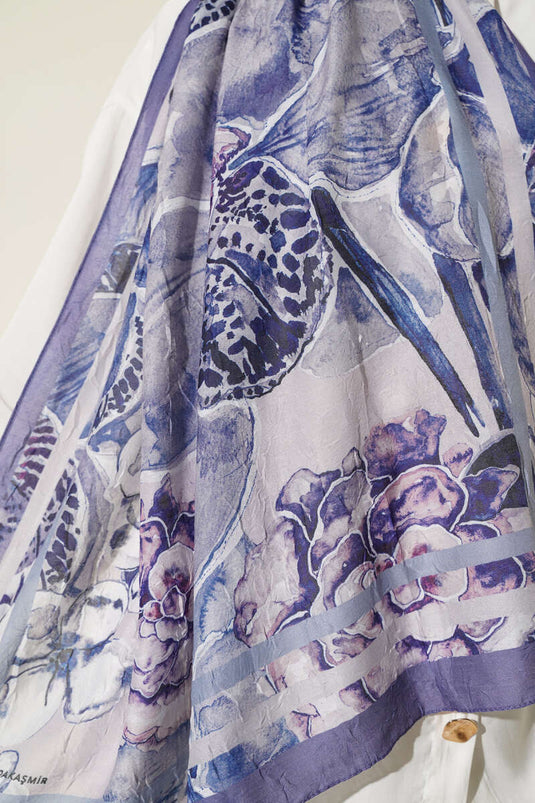 Striped Authentic Patterned Shawl Indigo