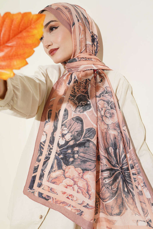 Striped Authentic Patterned Shawl Salmon