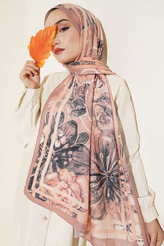 Striped Authentic Patterned Shawl Salmon