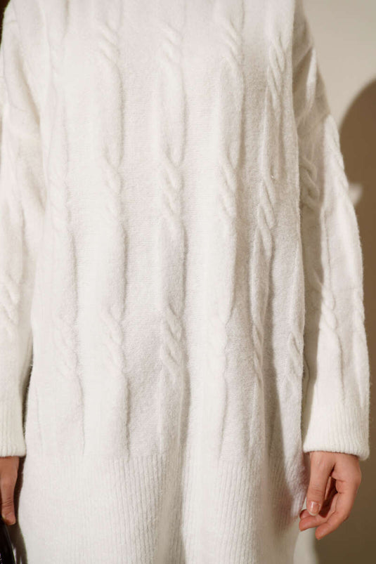 Tunique en maille douce rayée, écru