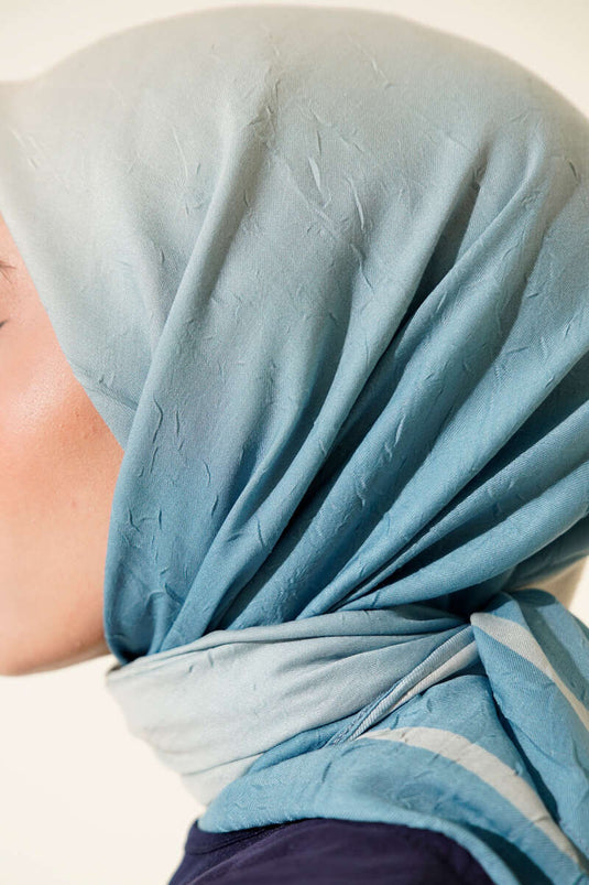 Striped Bamboo Crush Scarf Baby Blue