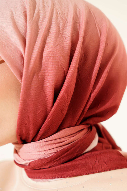 Striped Bamboo Crush Scarf Burgundy Beige