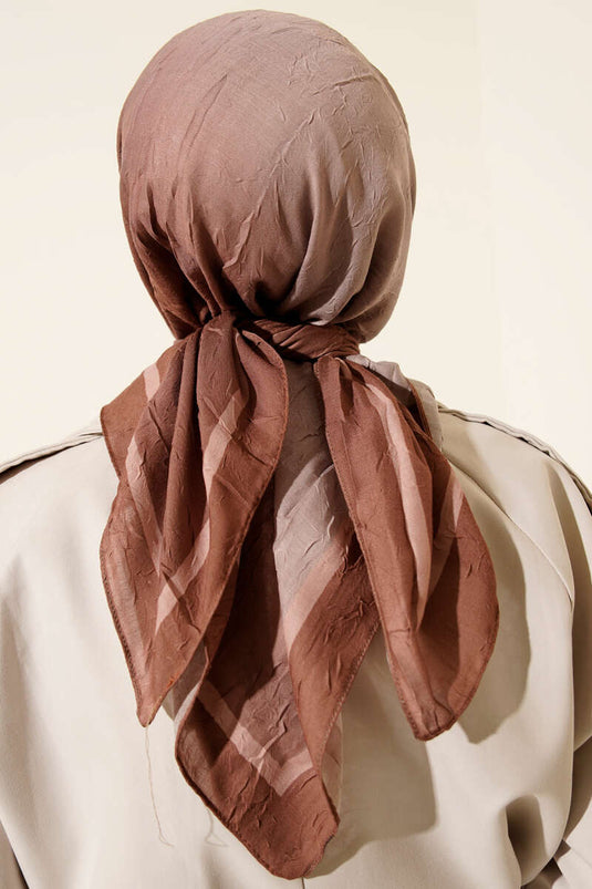 Şeritli Bambu Kraş Eşarp Camel