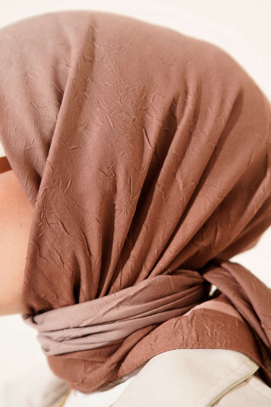 Şeritli Bambu Kraş Eşarp Camel