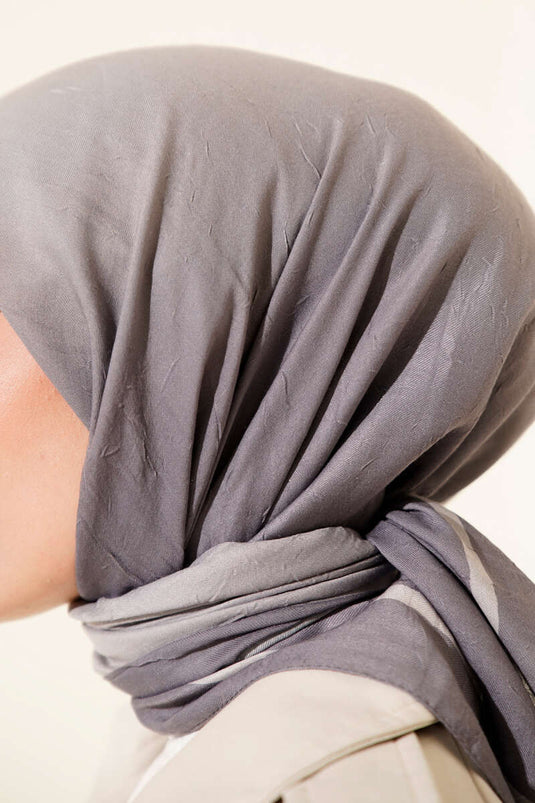 Striped Bamboo Crush Scarf Grey