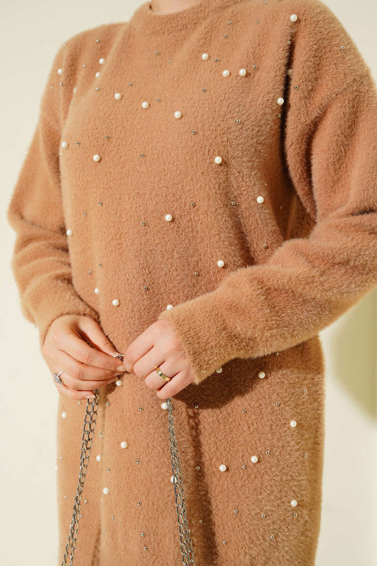 Bearded Tunic Latte with Sprinkled Pearls