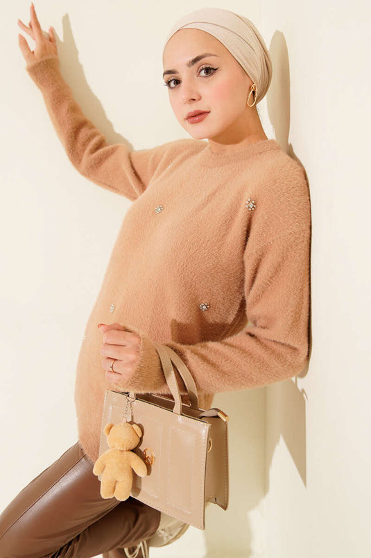 Bearded Tunic Latte with Sprinkled Stone Detail