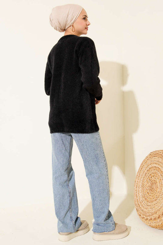 Bearded Tunic with Sprinkled Stone Detail, Black