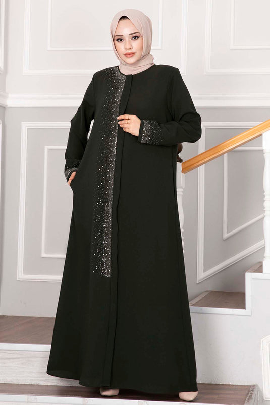 Hijab Abaya Khaki with Sprinkled Stone Detail