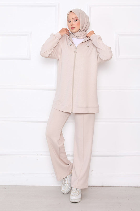 طقم أويسو من قطعتين مع أحجار مرشوشة وسحّاب