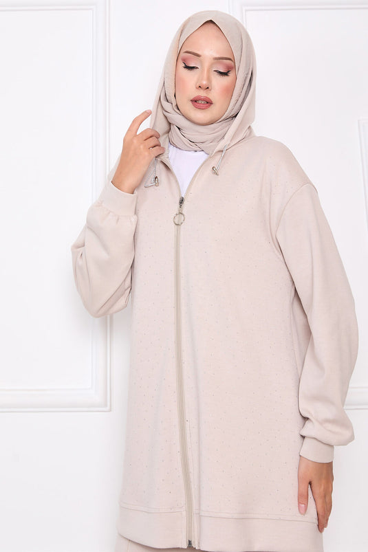 طقم أويسو من قطعتين مع أحجار مرشوشة وسحّاب