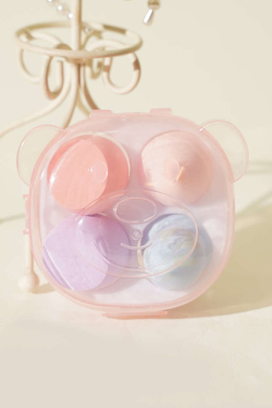 Set de Beauty Blender en éponge assorti avec boîte Ours mignon