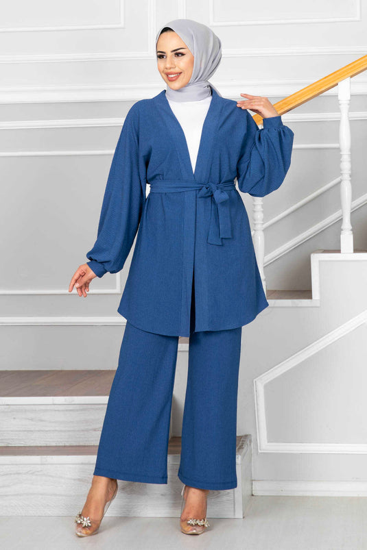 Reisegürtel-Hijab-Kimono-Set Indigo