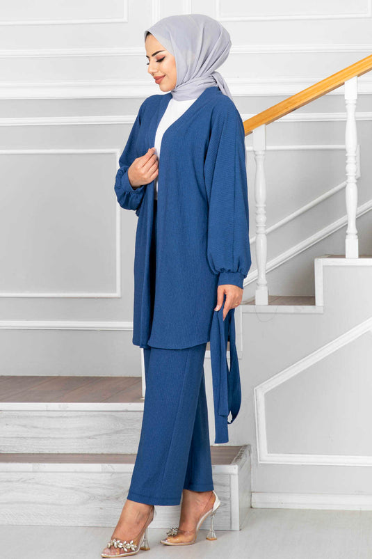 Ensemble kimono hijab avec ceinture de voyage Indigo