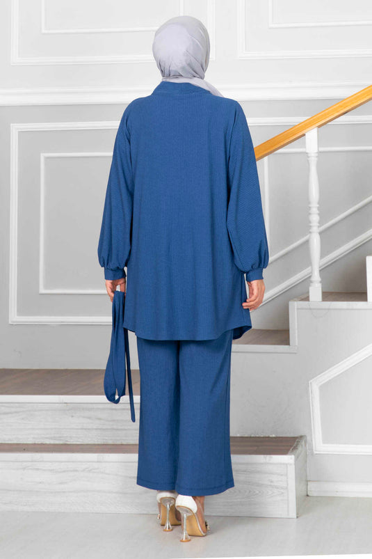 Reisegürtel-Hijab-Kimono-Set Indigo