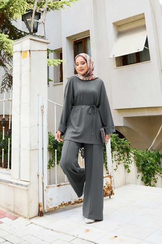 Removable Belted Two-Piece Oysho Set Gray