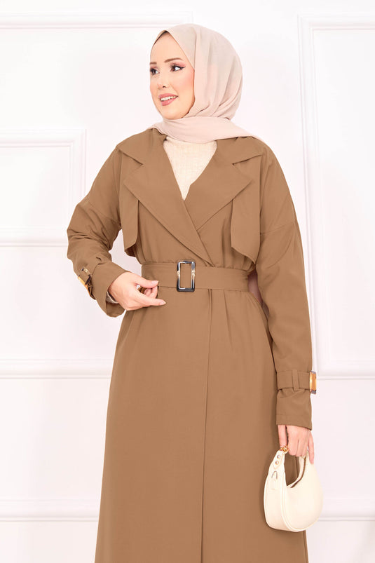 Trench con maniche regolabili e cintura mobile - Marrone chiaro