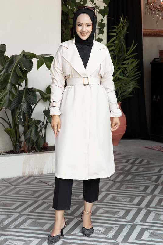 Stone trenchcoat met verstelbare mouwen en mobiele riem