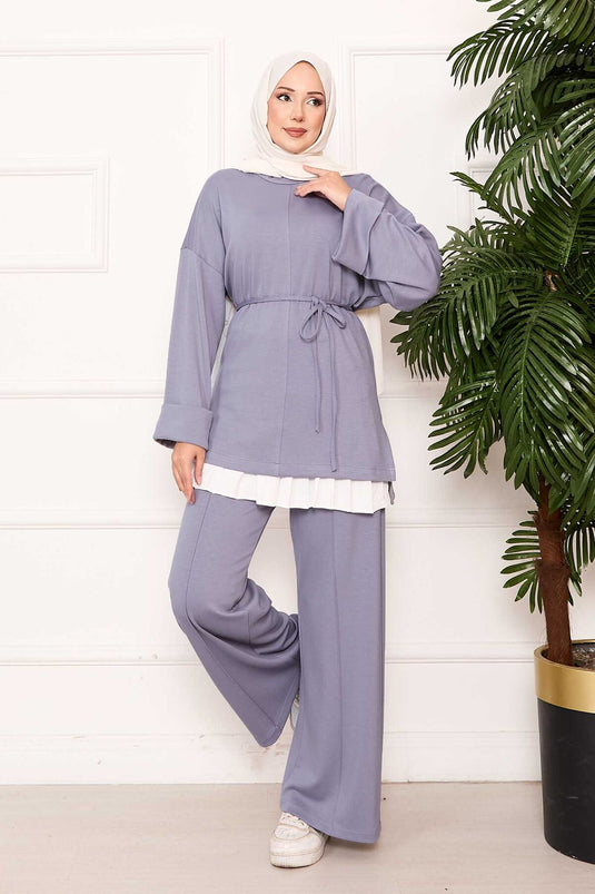 طقم أويشو الرمادي المتنقل ذو الذراع المزودة بحزام والقابلة للطي بتفاصيل دقيقة