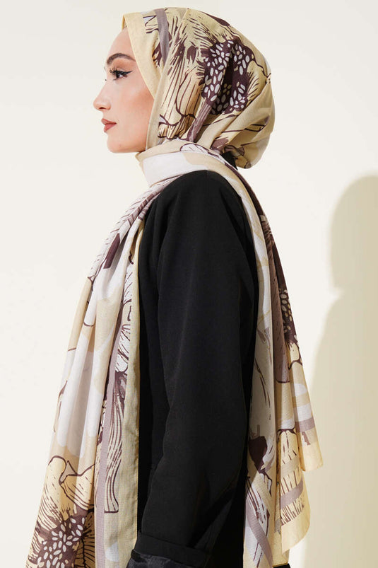 وشاح لينا بنقشة شيلا، لون أصفر فاتح