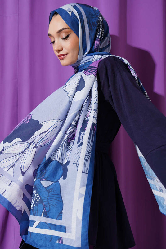 Shelia Pattern Lina Scarf Blue